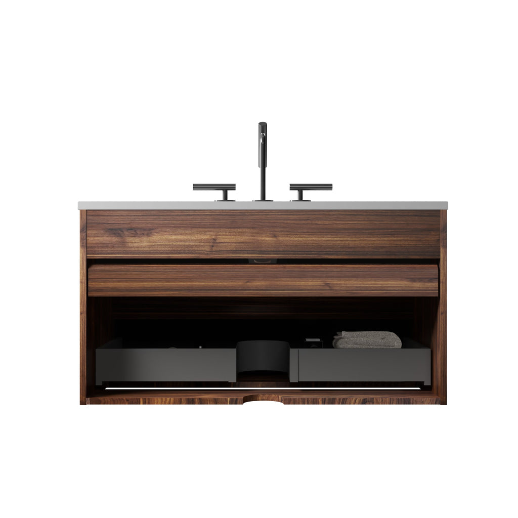 Gloria 36" Wall Mounted Soft Black Bathroom Vanity