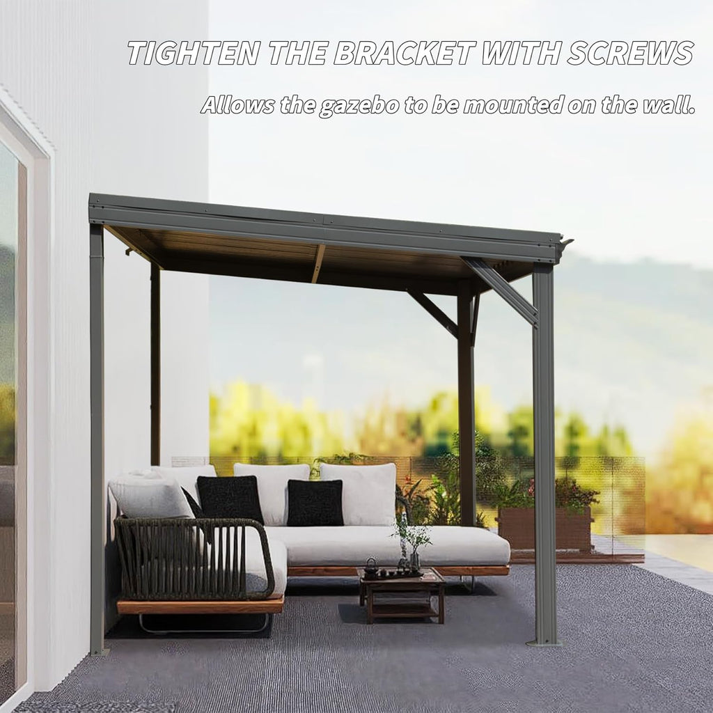 8' x 10' Lean To Gazebo with Upgraded Drainage System