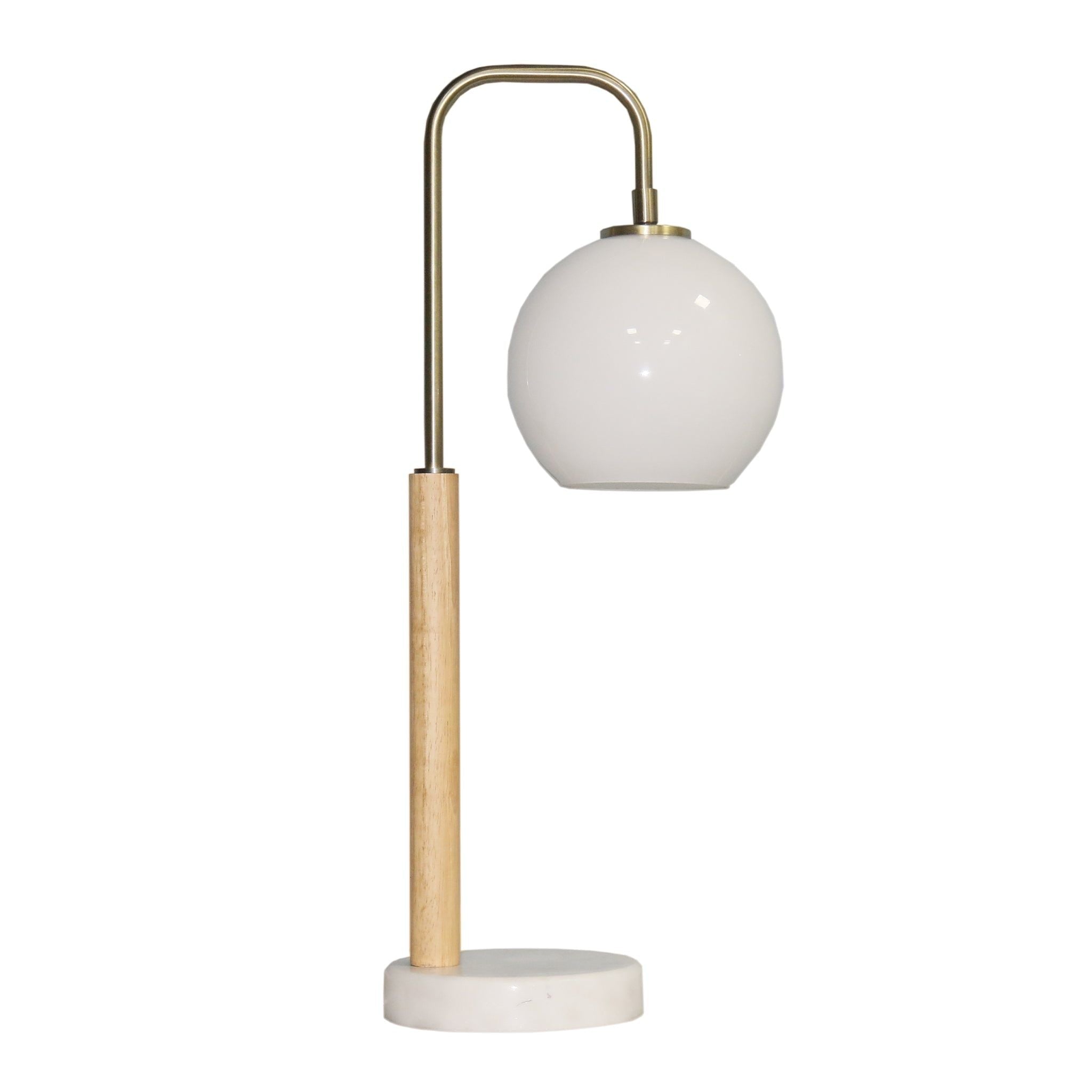Bedside Table Lamp With Globe Lampshade - White