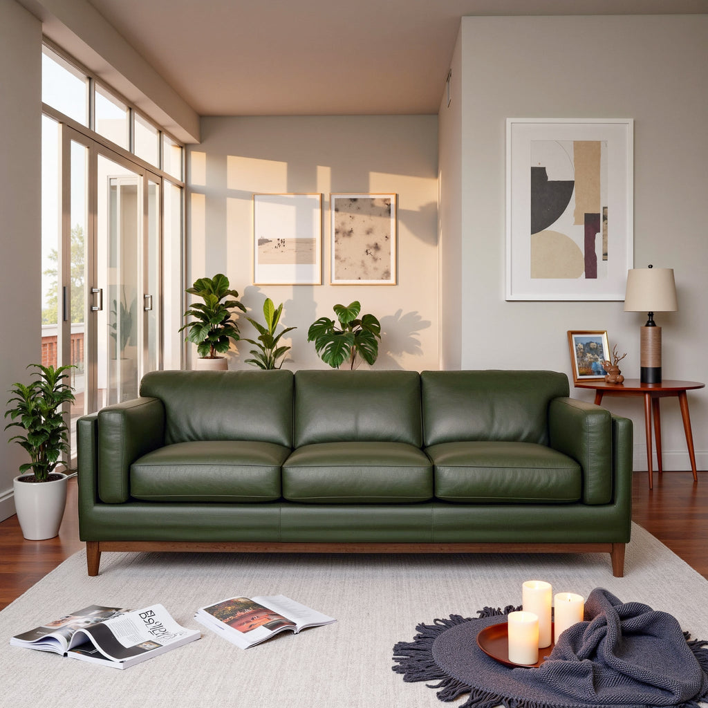 Raleigh Sustainable Wood 3-Seater Top Grain Genuine Leather Sofa