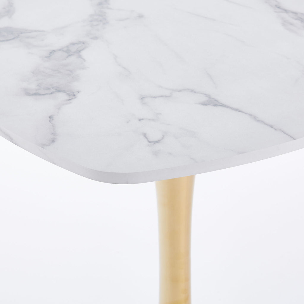 Square Tulip Dining Table For 2 - 4 People - Golden / White