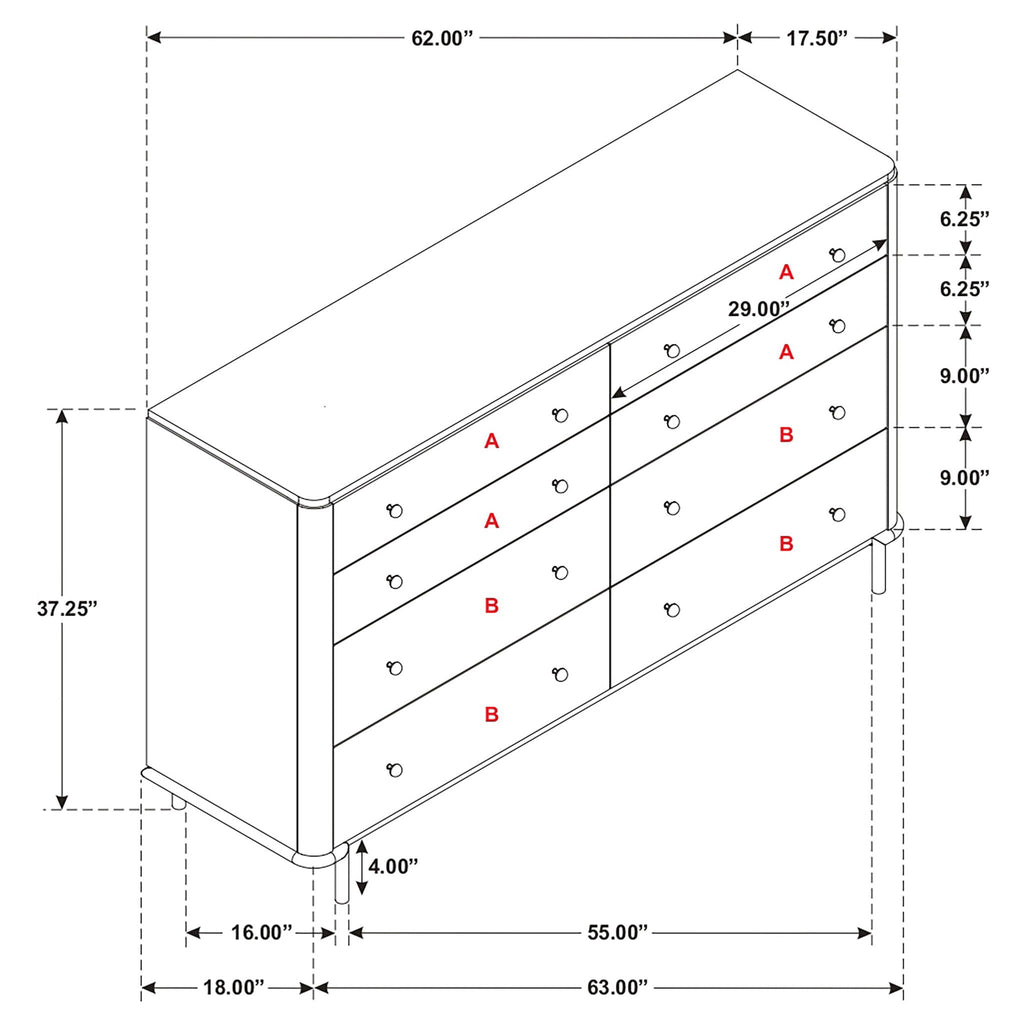 Stevie - Rectangular 8 Dresser - Sand
