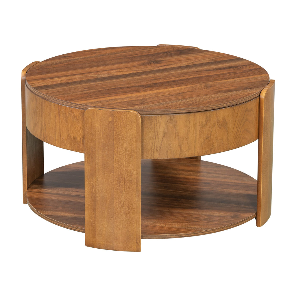 Vibe Haus Farmhouse Round Lift Top Coffee Table with Hidden Storage