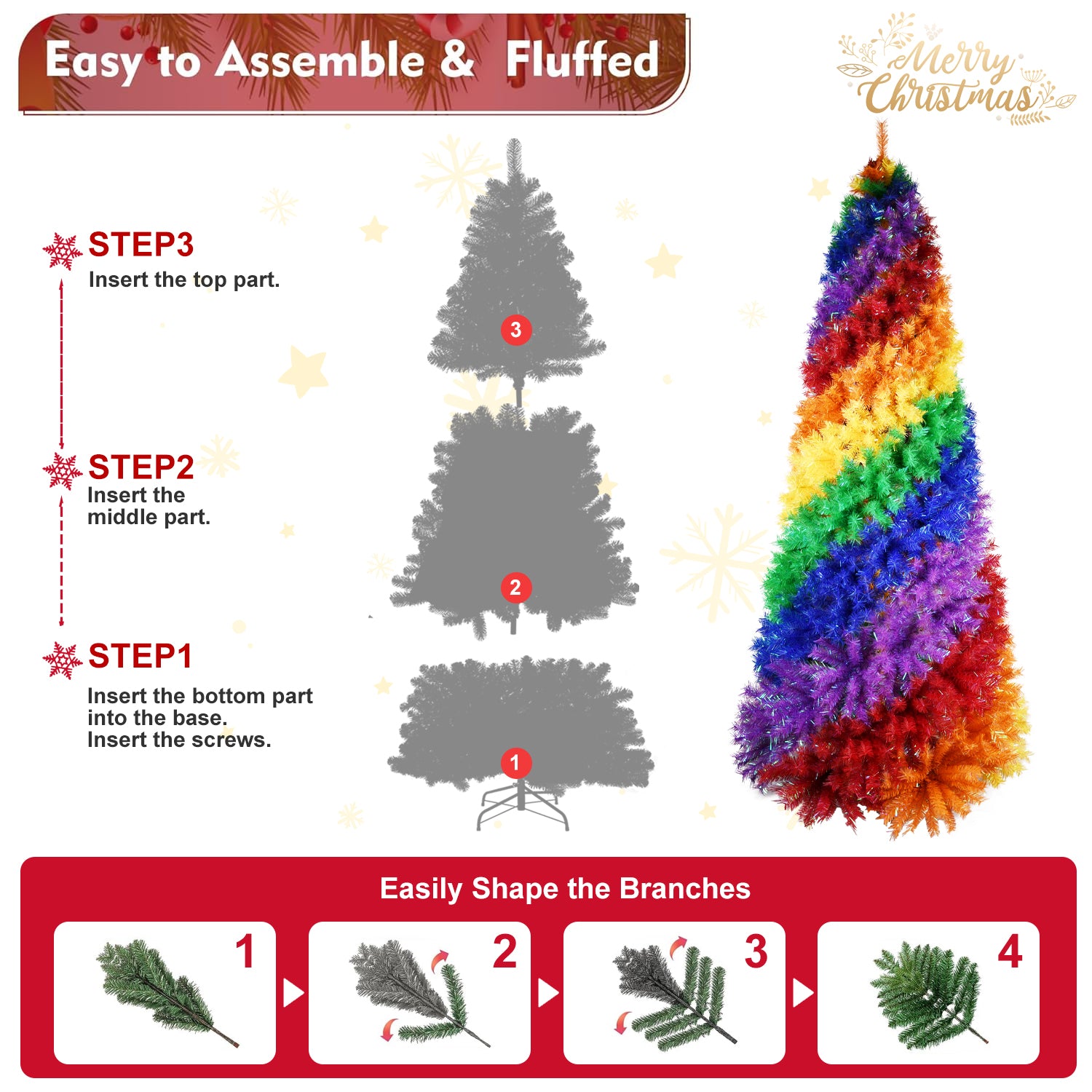 6ft Rainbow Spiral Christmas Tree
