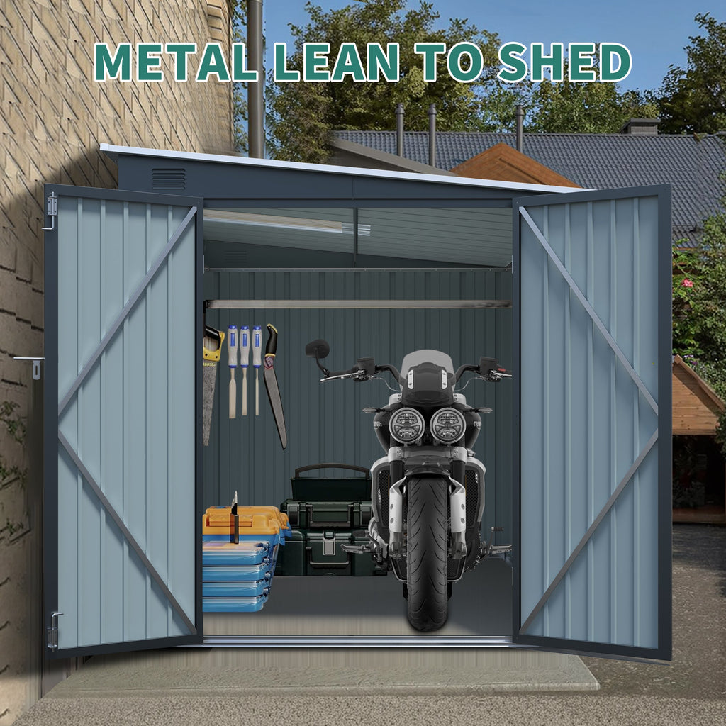 6x8FT Galvanized Steel Outdoor Storage Shed