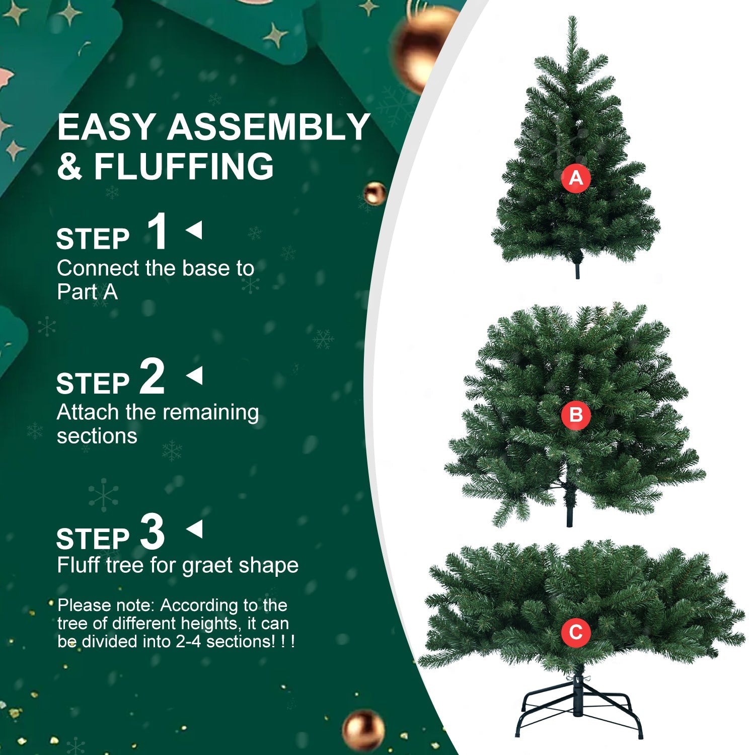 7ft Christmas Tree with Memory Wire, 1064 Tips