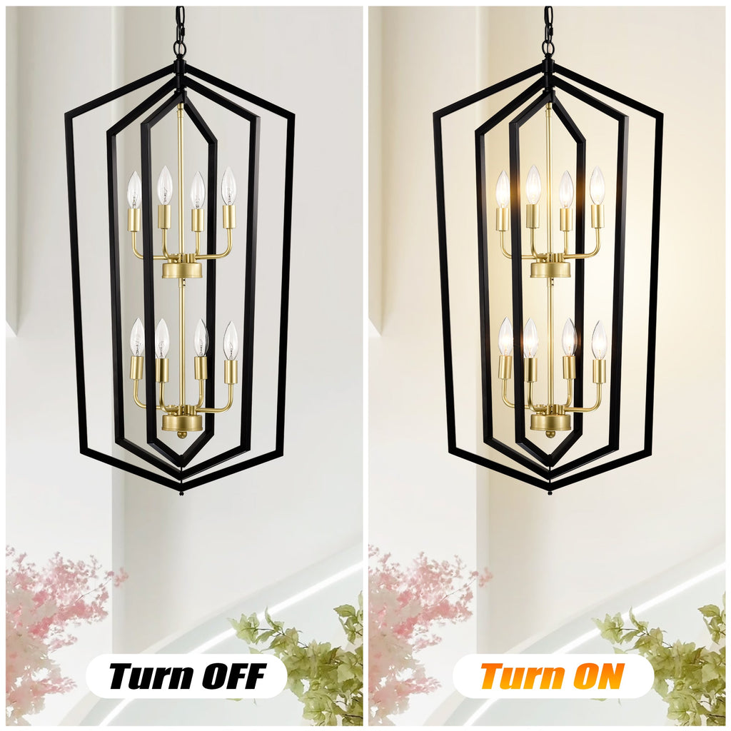 8-Light Lantern Tired Farmhouse Ceiling Hanging Light