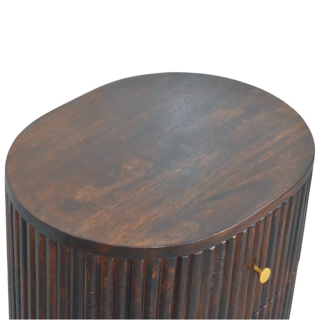 Solid Wood Curved Fluted 3-Drawer Drum Chest