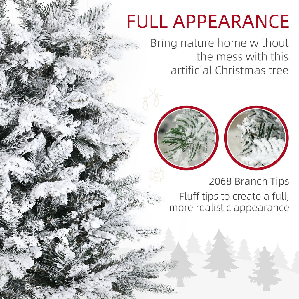 HOMCOM 9 Foot Pine Snow Flocked Artificial Christmas Tree
