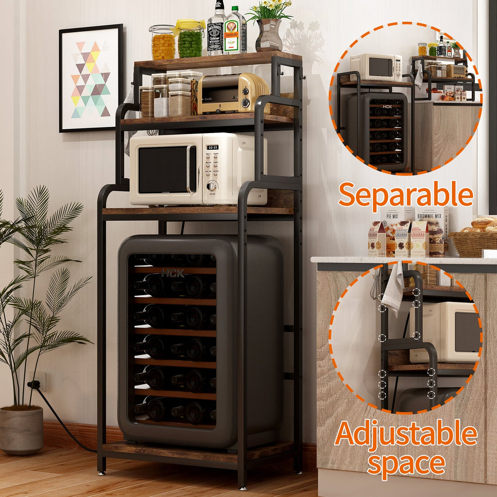 Vintage 4-Tier Mini Fridge Stand with Storage