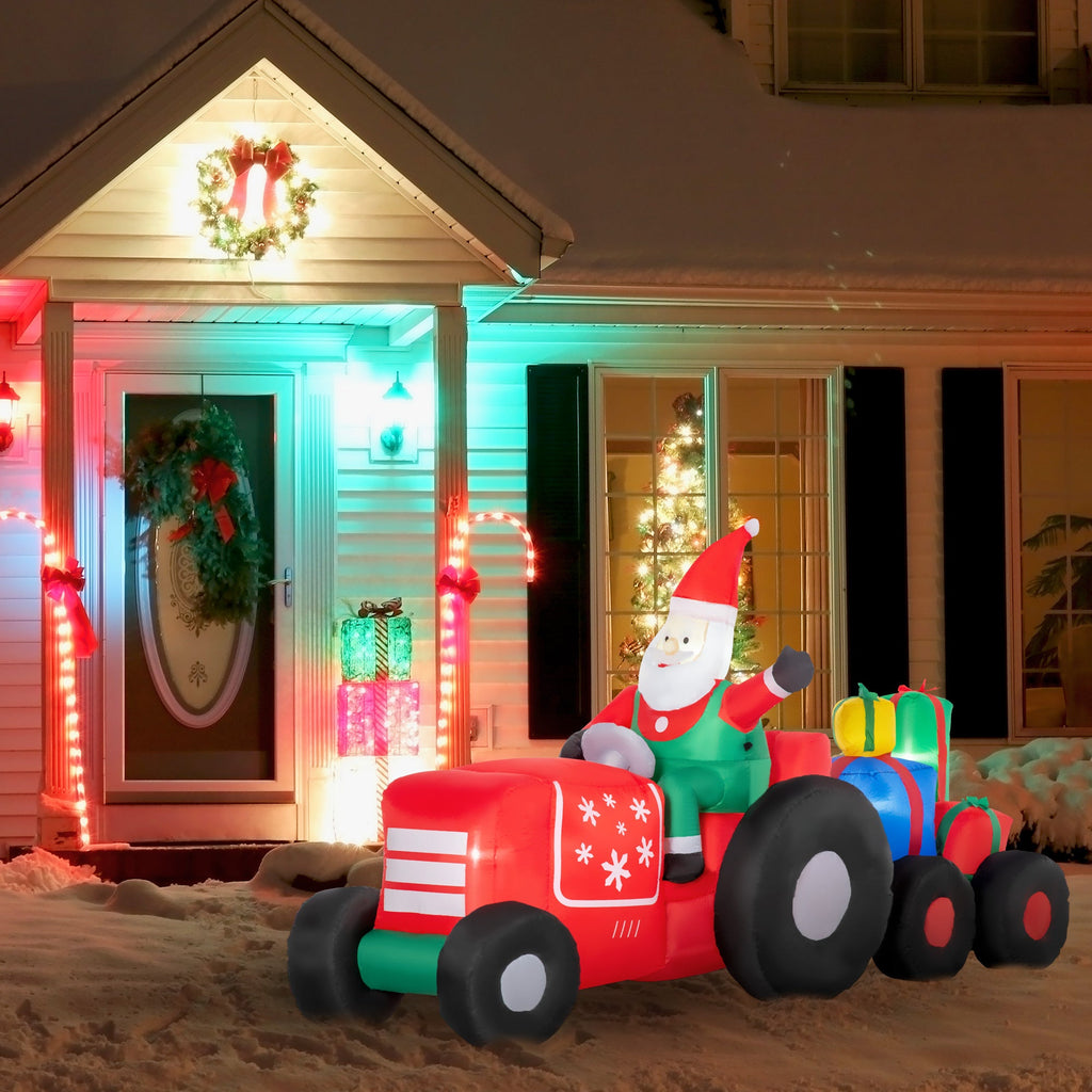 Outsunny 9ft Christmas Inflatable Santa Claus Trailer