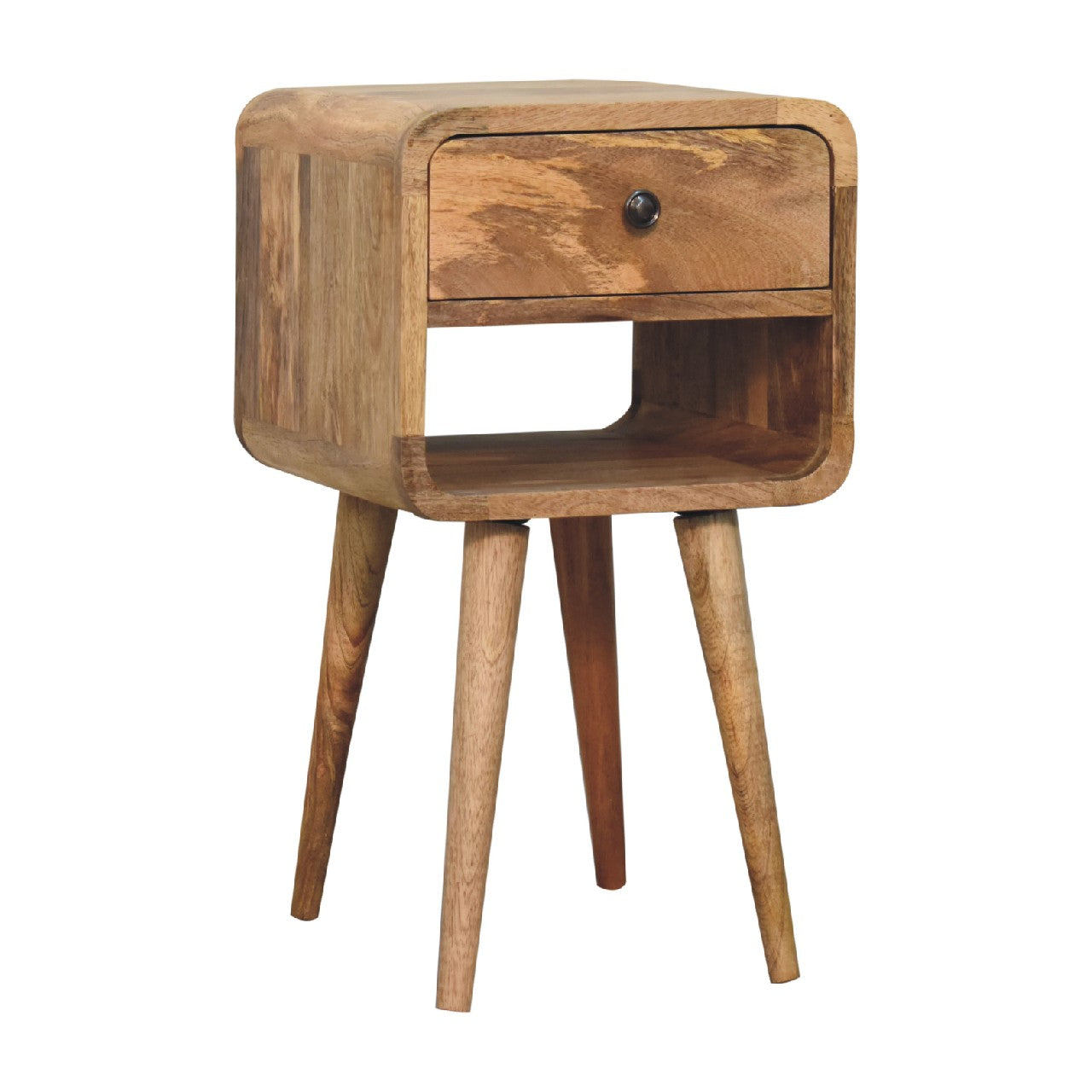 Solid Wood Mini Oak-ish Curve Lower Nightstand