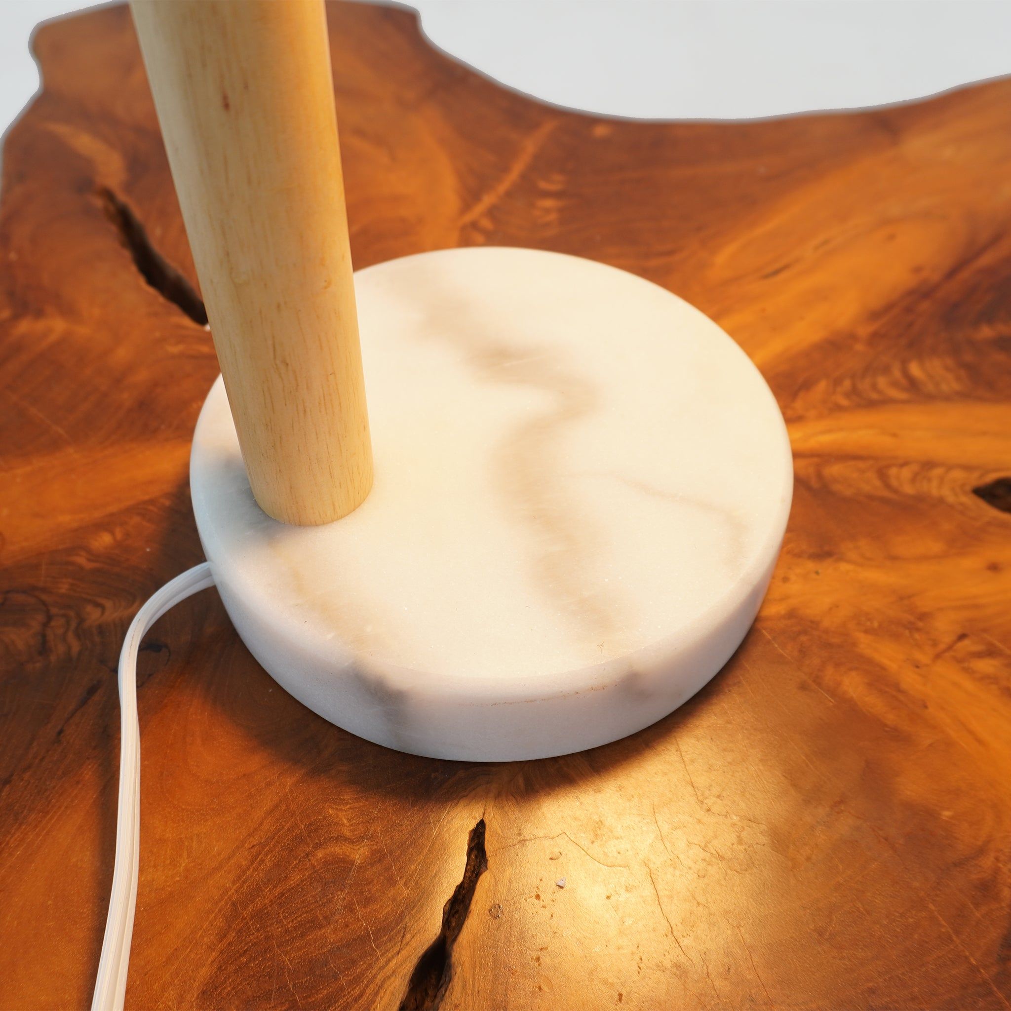 Bedside Table Lamp With Globe Lampshade - White