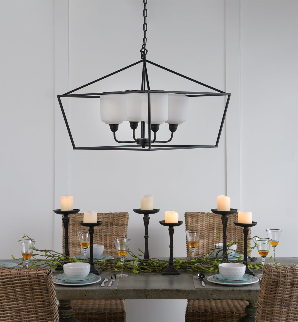26" Iron Chandelier - Sleek Industrial Style