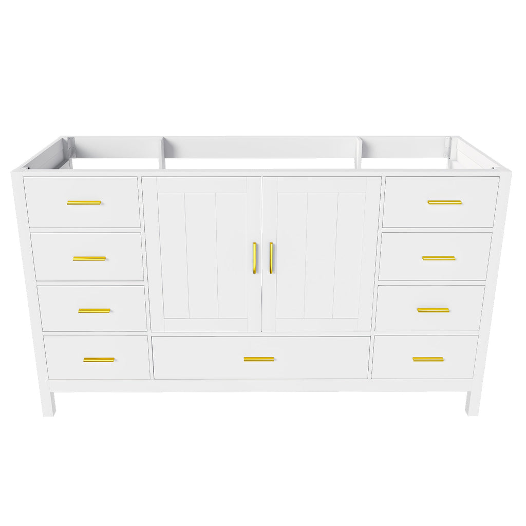 60" Bathroom Vanity Base Cabinet with Storage in White