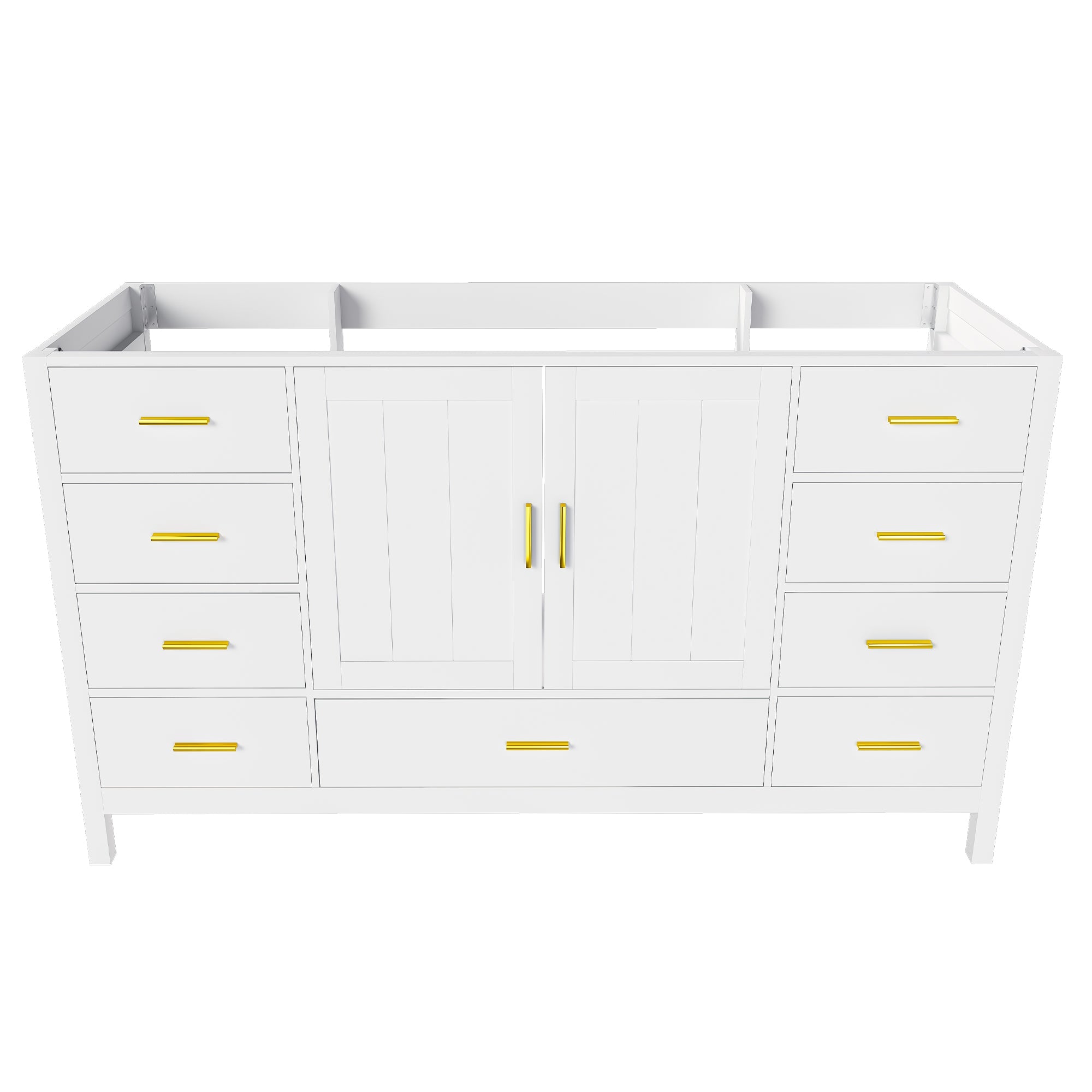 60" Bathroom Vanity Base Cabinet with Storage in White