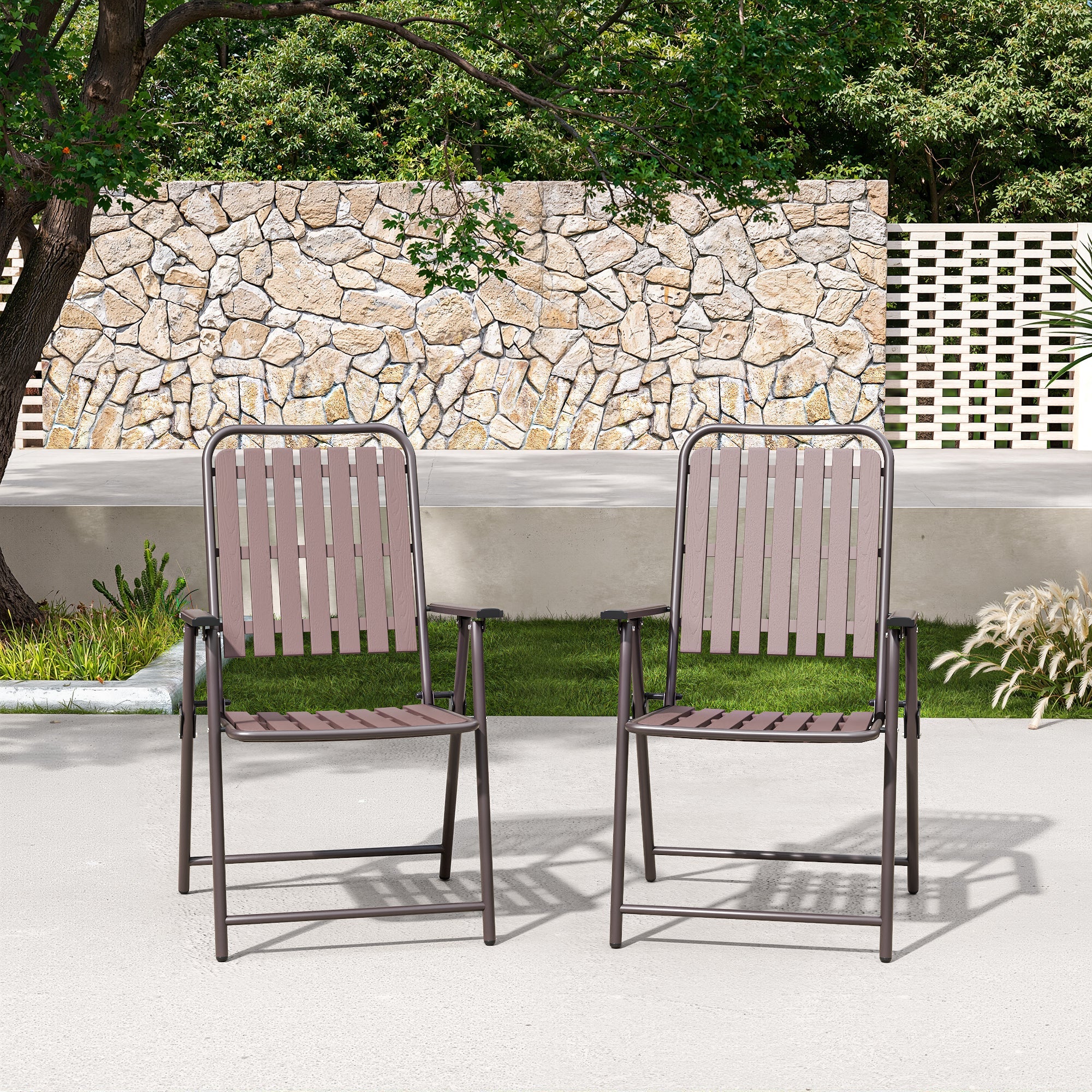 Brown 2-Piece Folding Chair, No Assembly Required