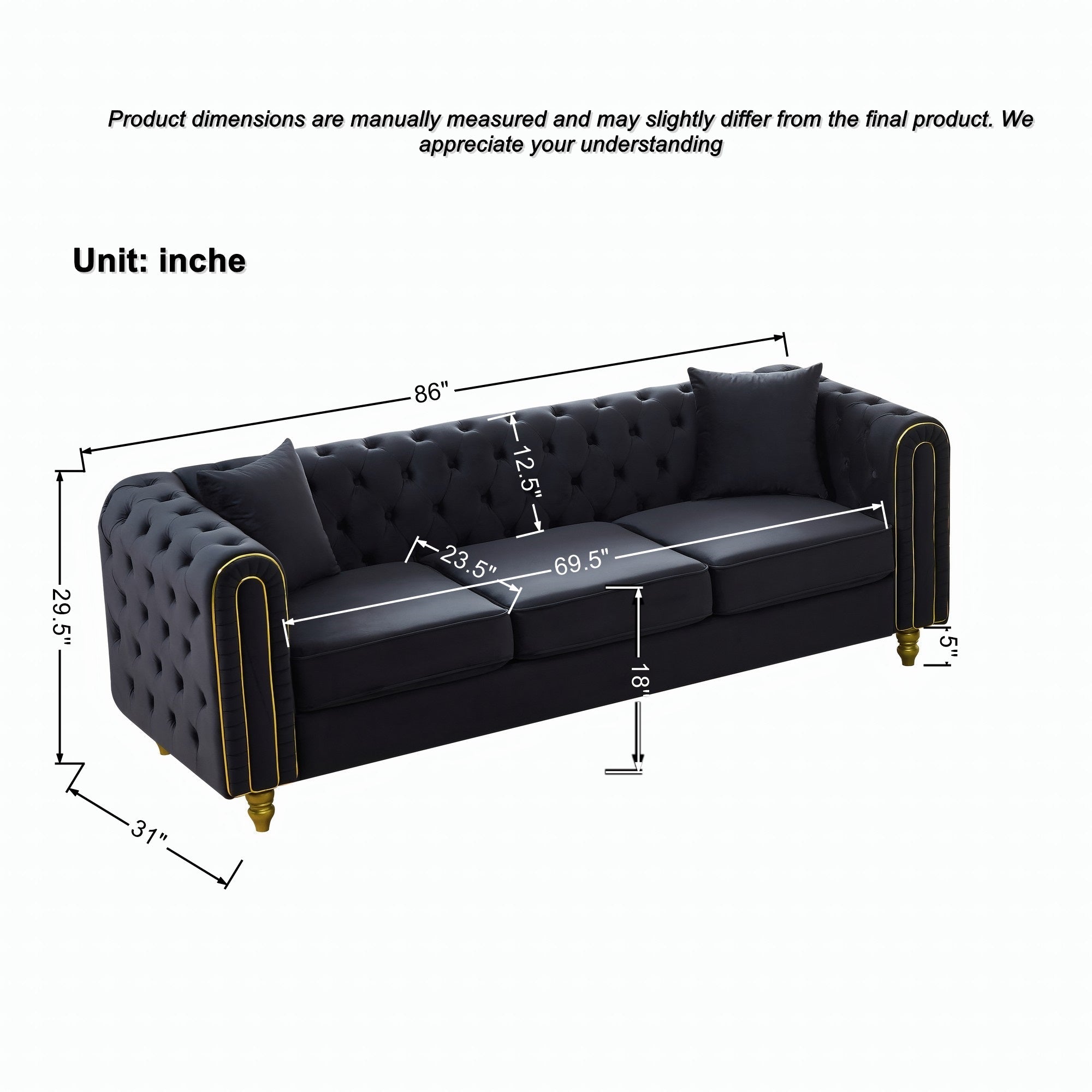 Modern Velvet Loveseat Sofa