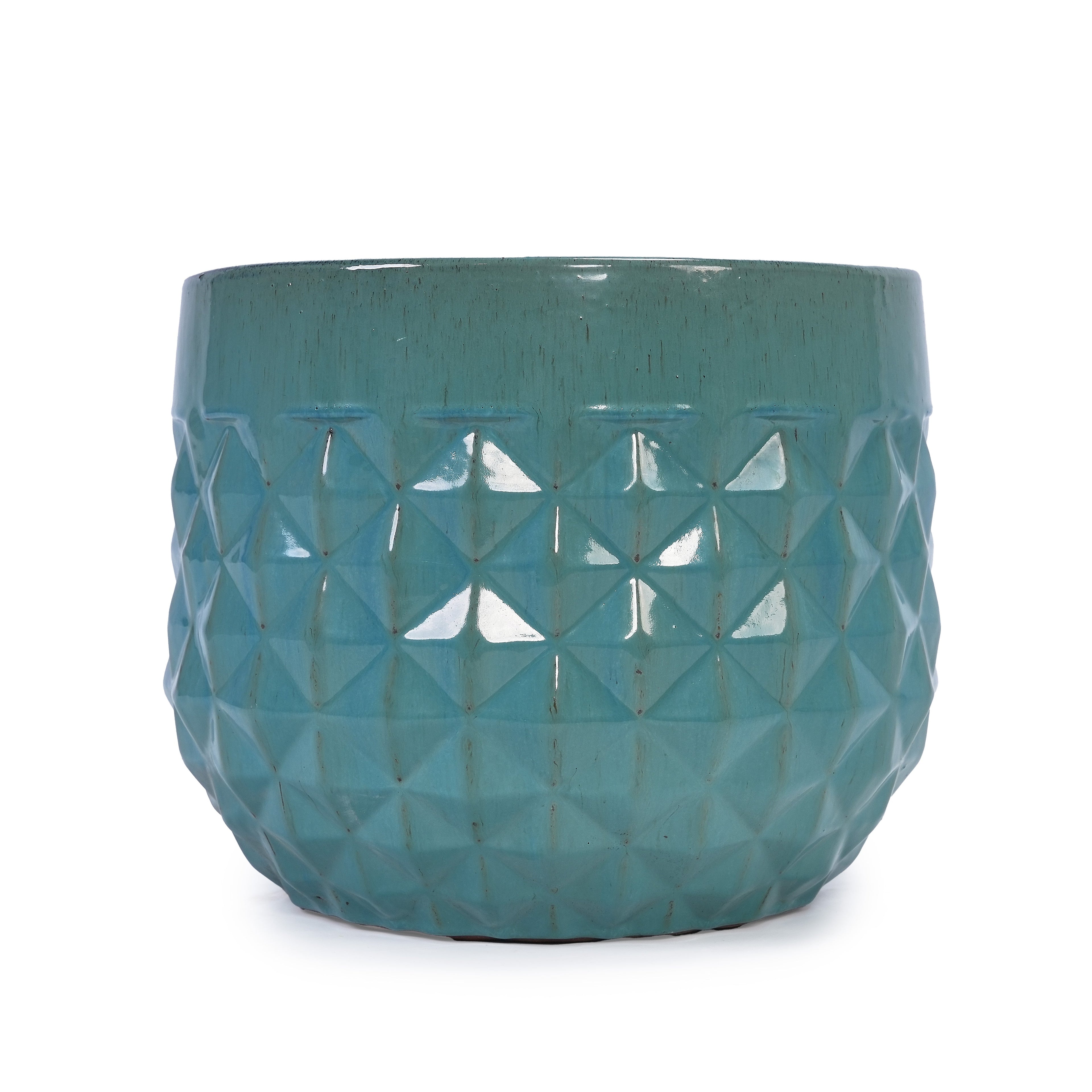 Handmade Ceramic Planter Pots Set of 3, Vintage Turquoise