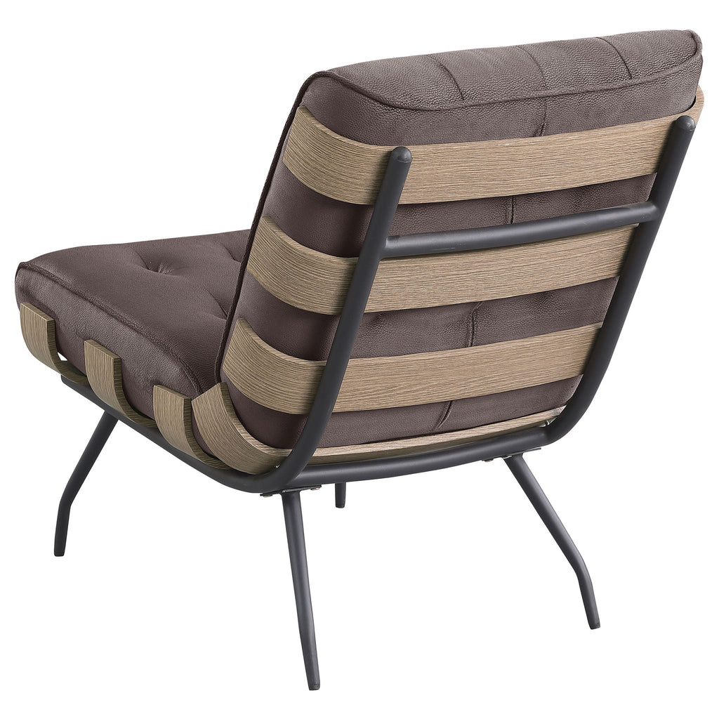 Staten - Upholstered Armless Accent Chair - Dark Brown