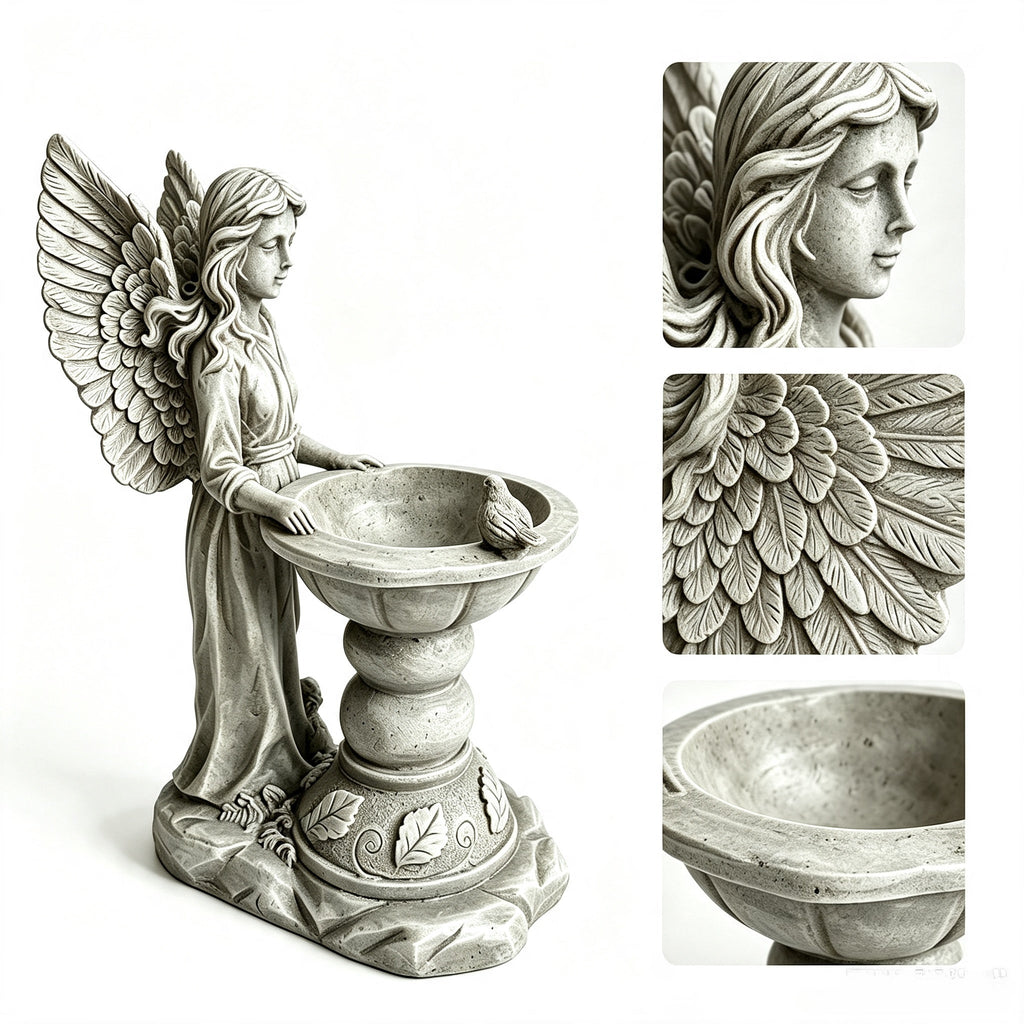 15.35" High Angel Bird Bath Sculpture