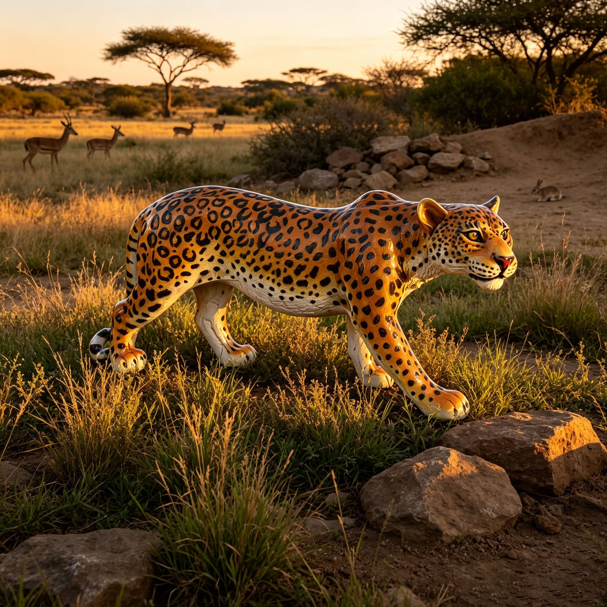 Realistic Leopard Garden Statue