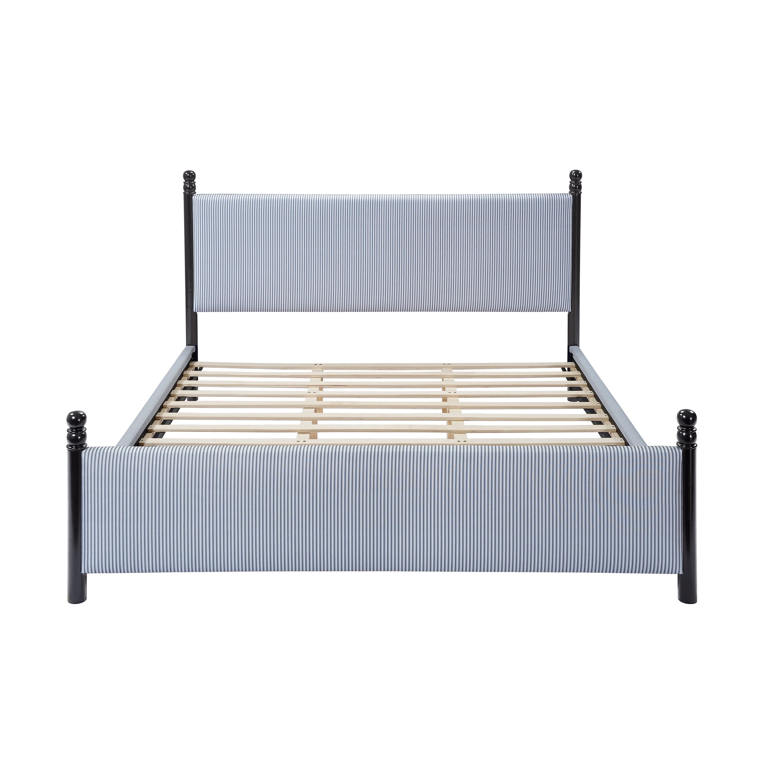 48-inch Striped Rubberwood Upholstered Bed, King
