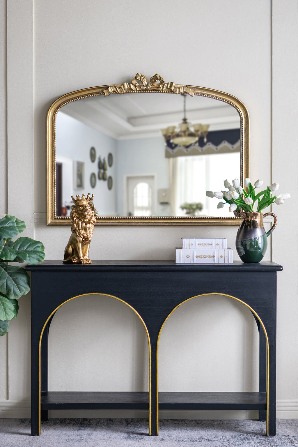 40.2' x 29.9' Baroque Style Gold Arch Mirror