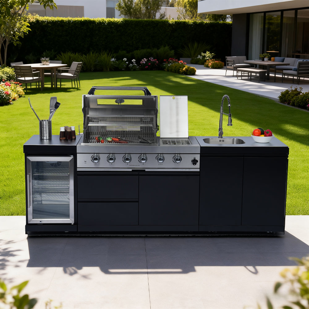 98-Inch 4-Burner Stainless Steel Gas Outdoor Kitchen Barbecue Island Grill