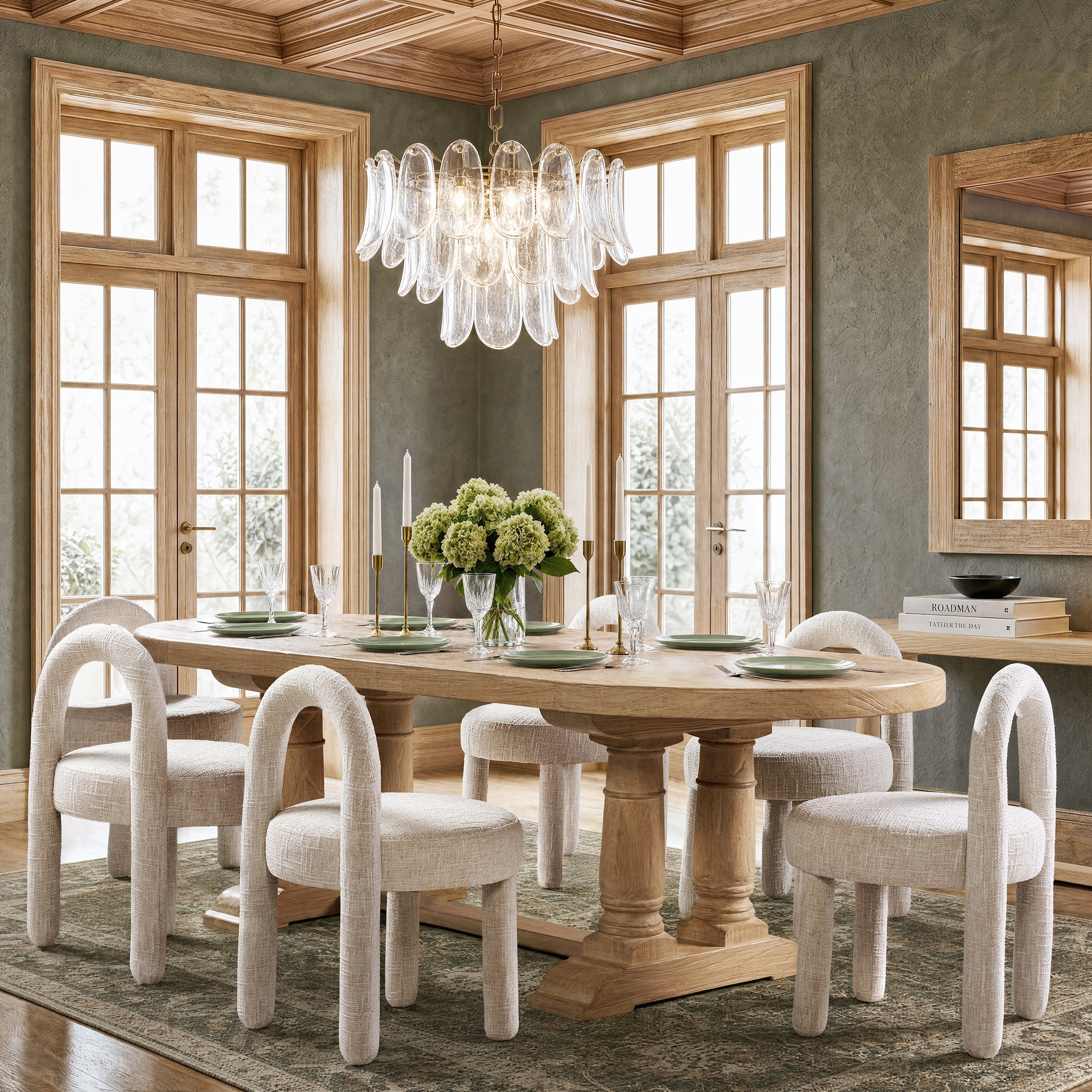 Penny Round Arched Fully Upholstered Dining Side Chair, Set of 2