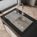 Stainless Steel Kitchen Sink, 32"x19" Single Bowl, Overmount Handmade Brushed Nickel