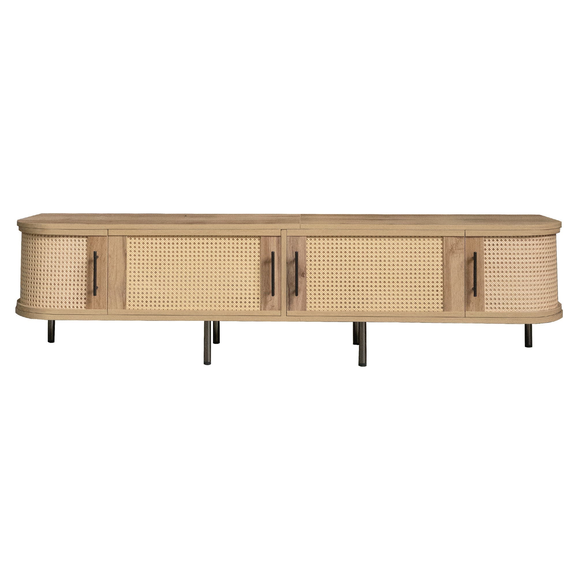 70" TV Stand With Doors, Construction For TVs Up To 80" - Natural Wood