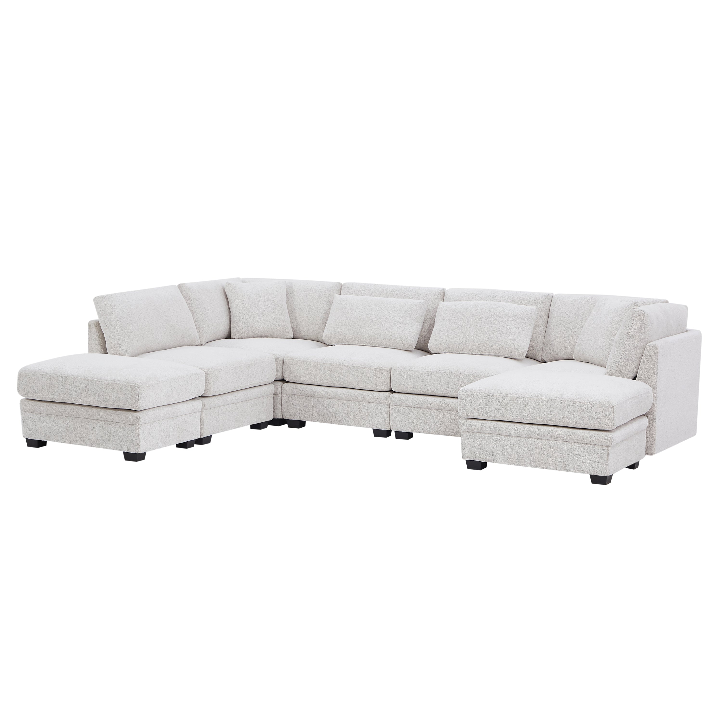 7-Piece Reversible Modular Corner Sectional Sofa - Beige