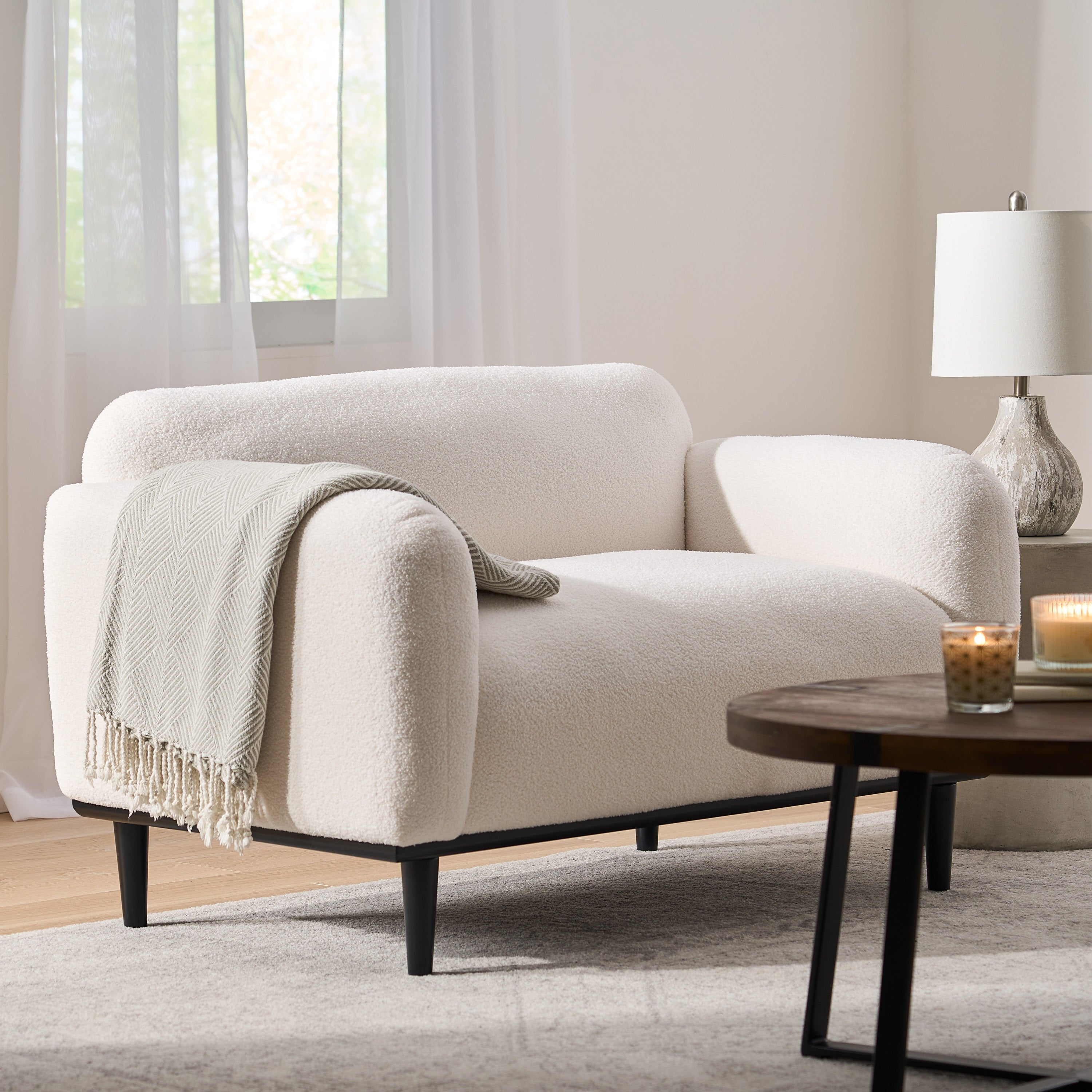 Bouclé Fabric Loveseat Sofa - 50 Inch