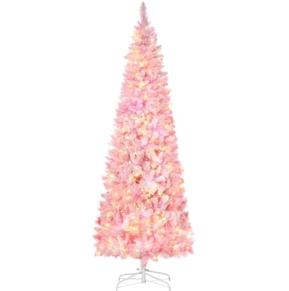 Snow Flocked Pencil Shape Artificial Christmas Tree