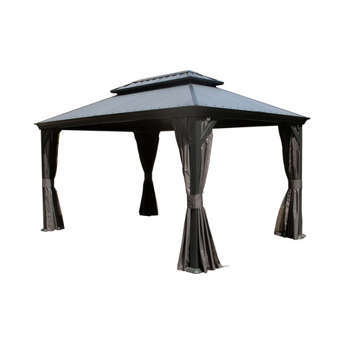 12'x16' Hardtop Gazebo with Resin Roof and Drainage Gutters