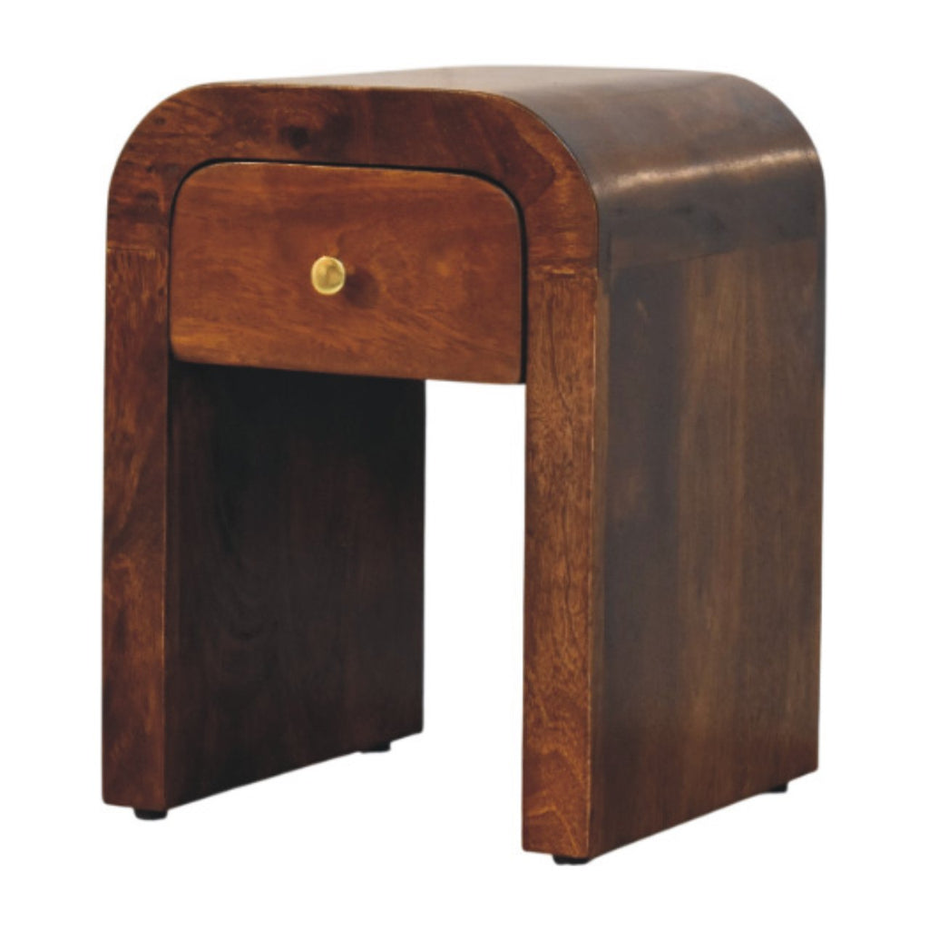 Mini Darcy Chestnut Nightstand with Curved Edges, 1-Drawer