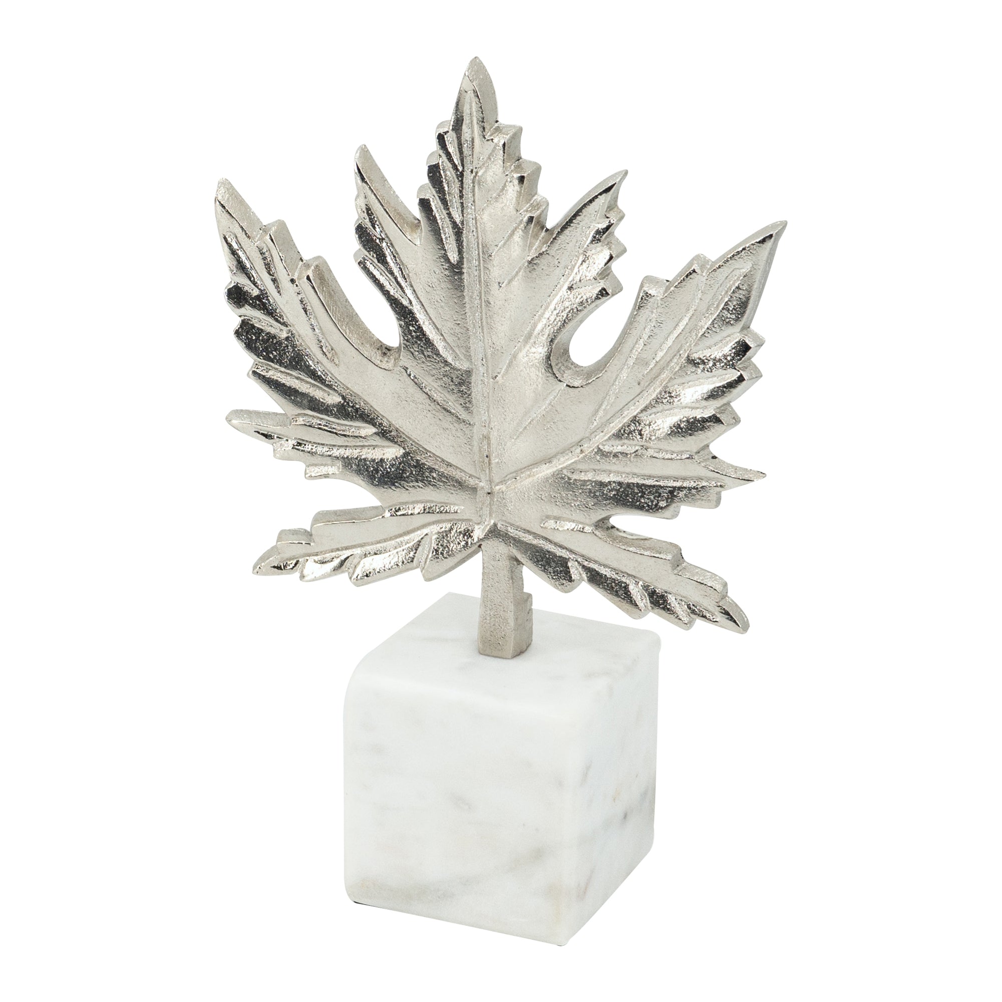 Aluminum Leaf Sculpture with Marble Base