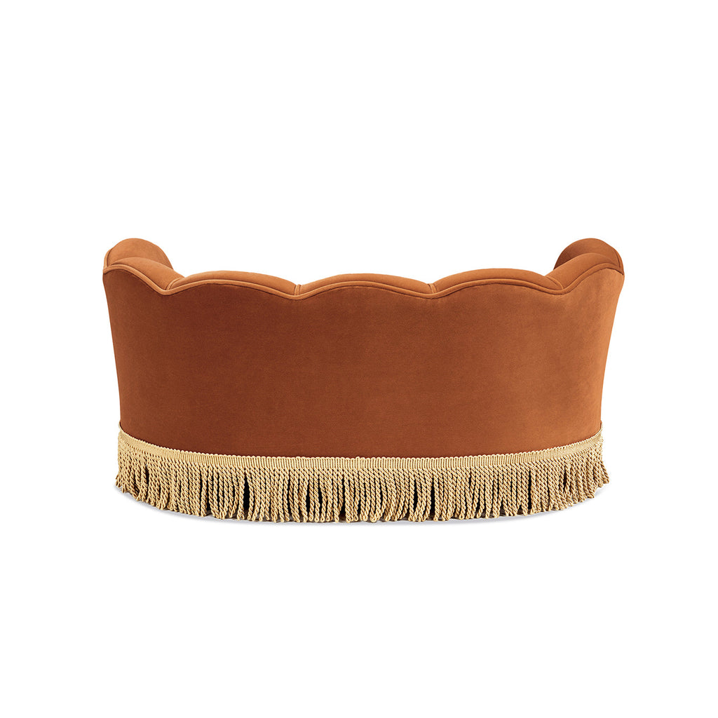 Clara 34.5" Scalloped Pet Sofa Bed, Medium, Burnt