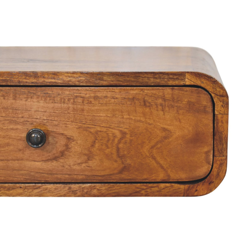 Solid Wood Avora Wall-Mounted Nightstand, 1-Drawer, Honey