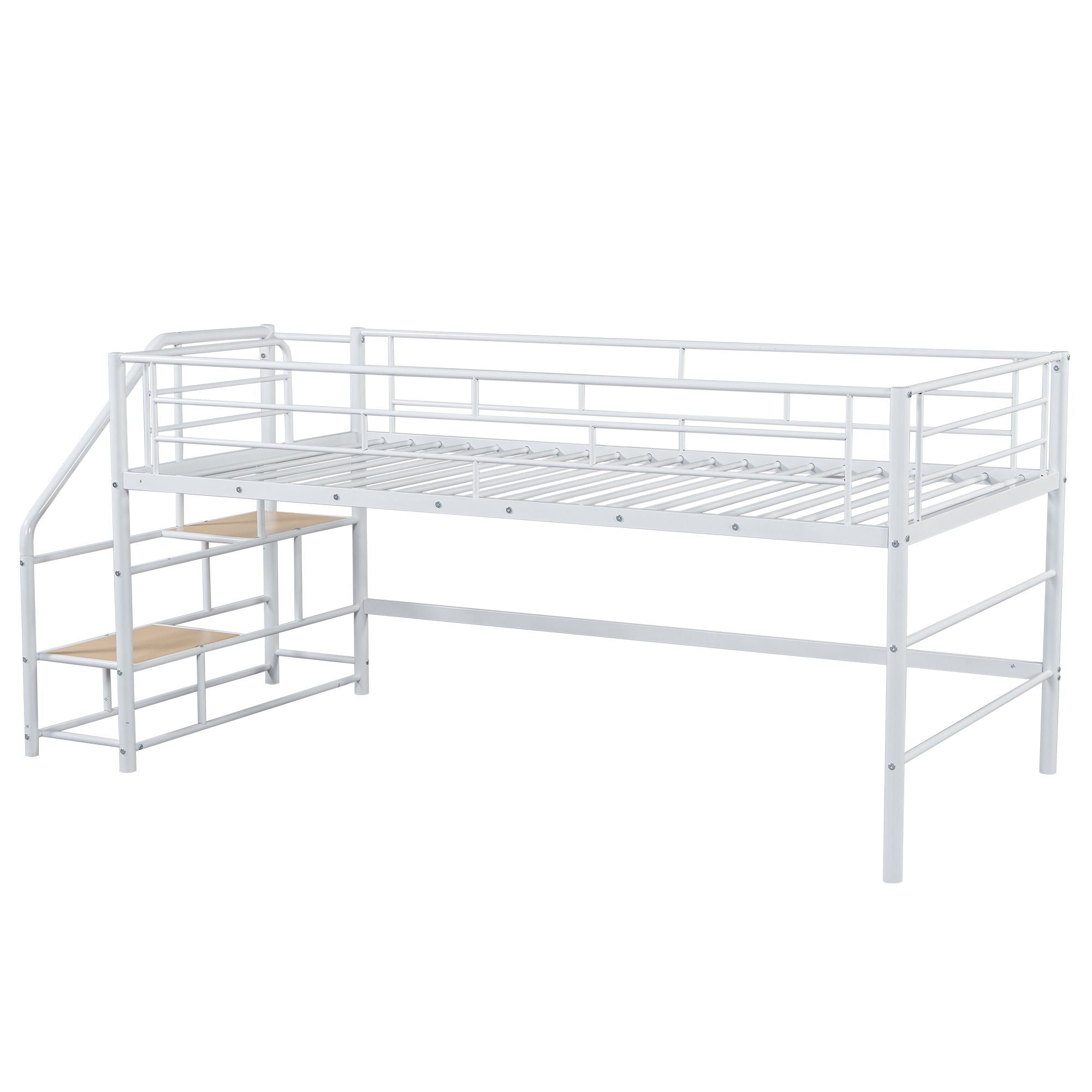 Loft Bed With Storage Stairs And Metal Frame