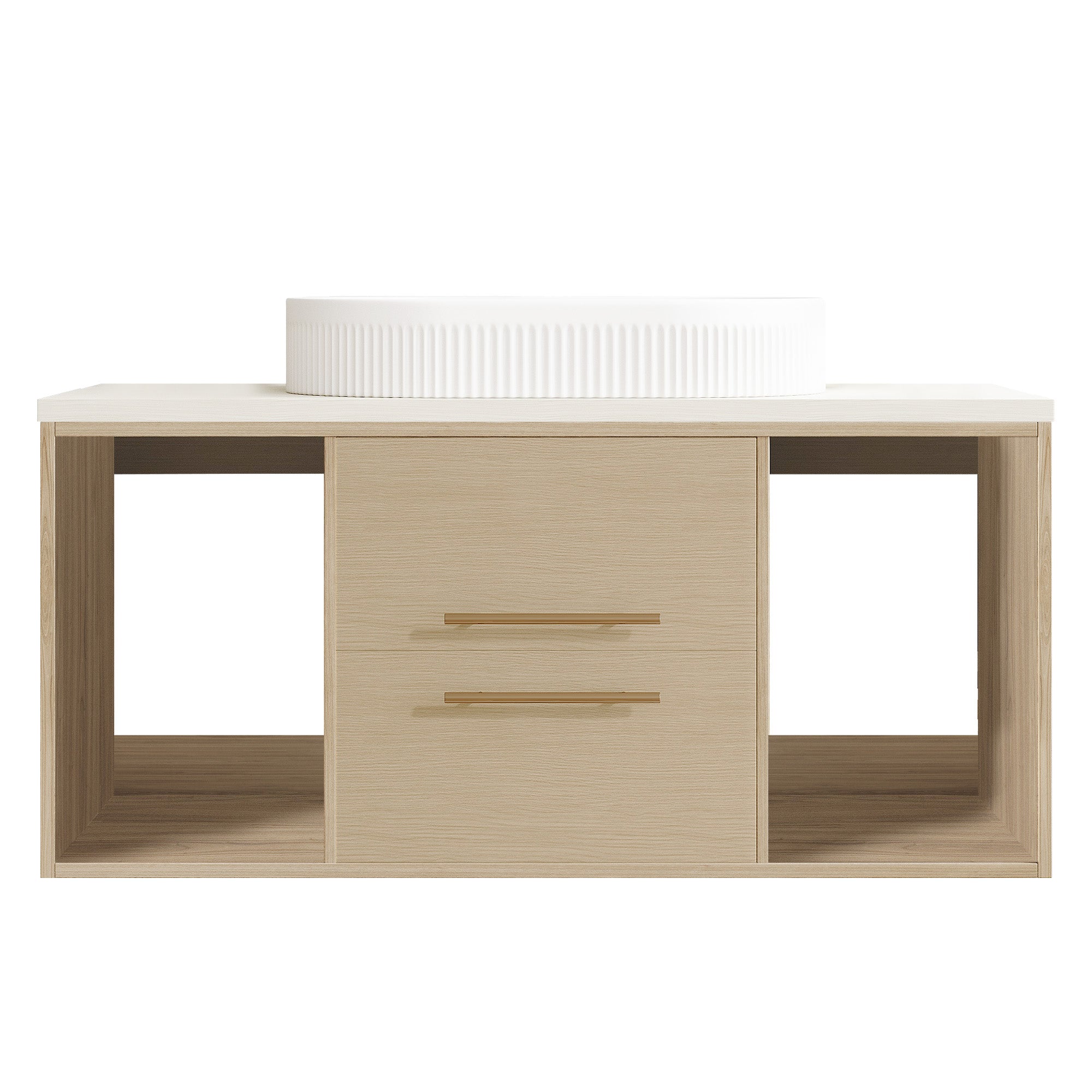 Modern 39.3 Wall-Mounted Bathroom Vanity with Ceramic Sink