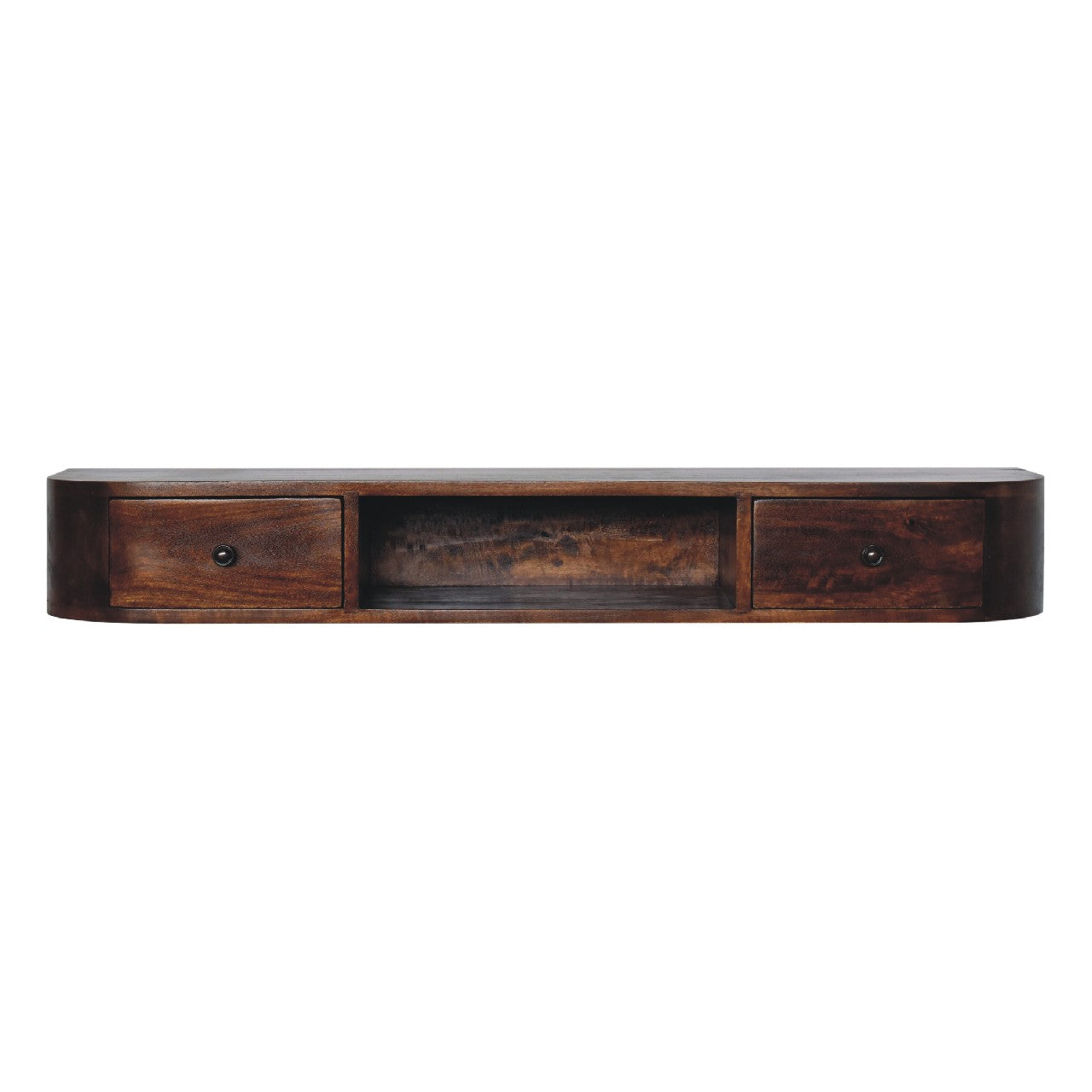 Solid Wood Lunar 2-Drawer Floating Console, 1 Open-slot