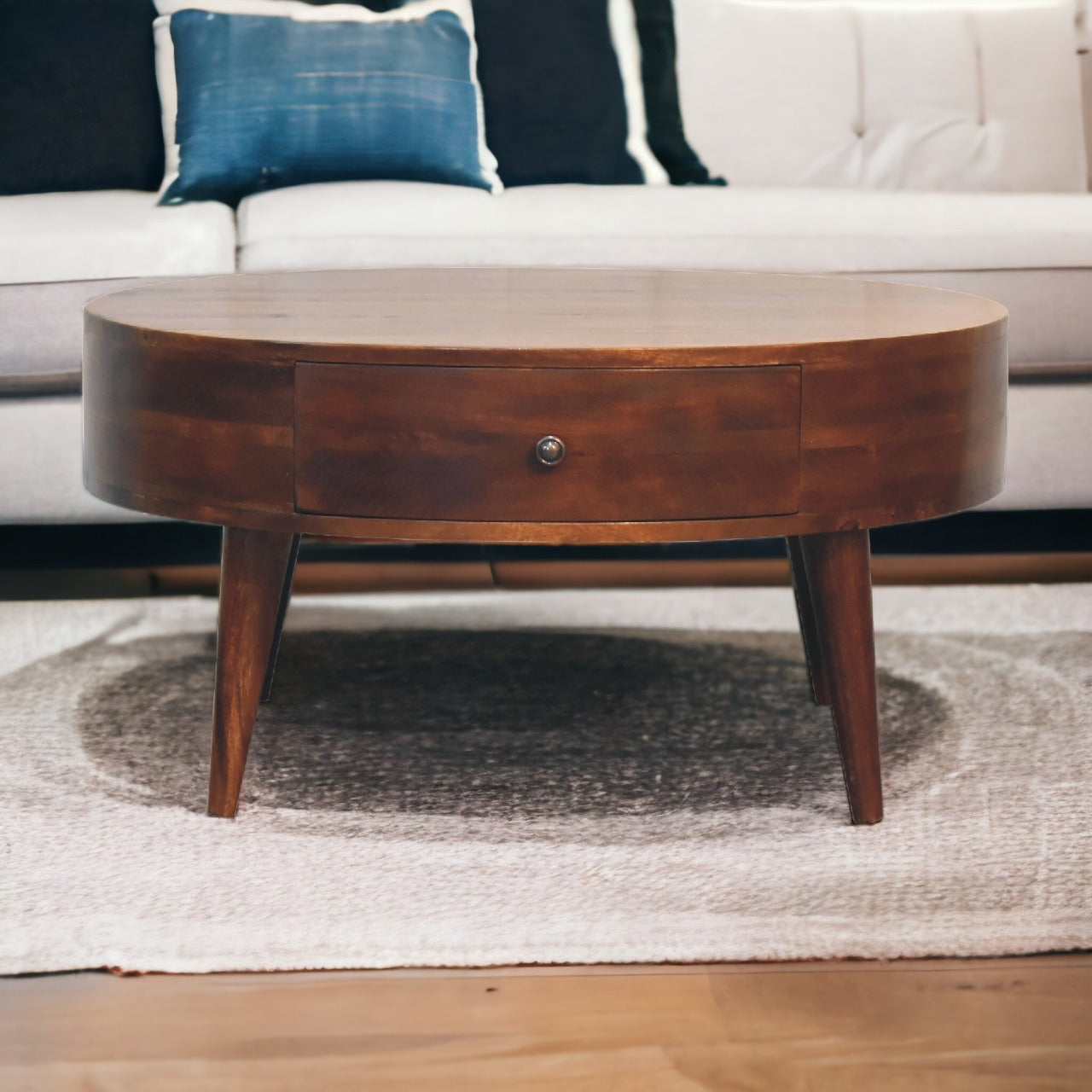 Solid Wood Odyssey Coffee Table, 2-Drawer, Nordic Legs