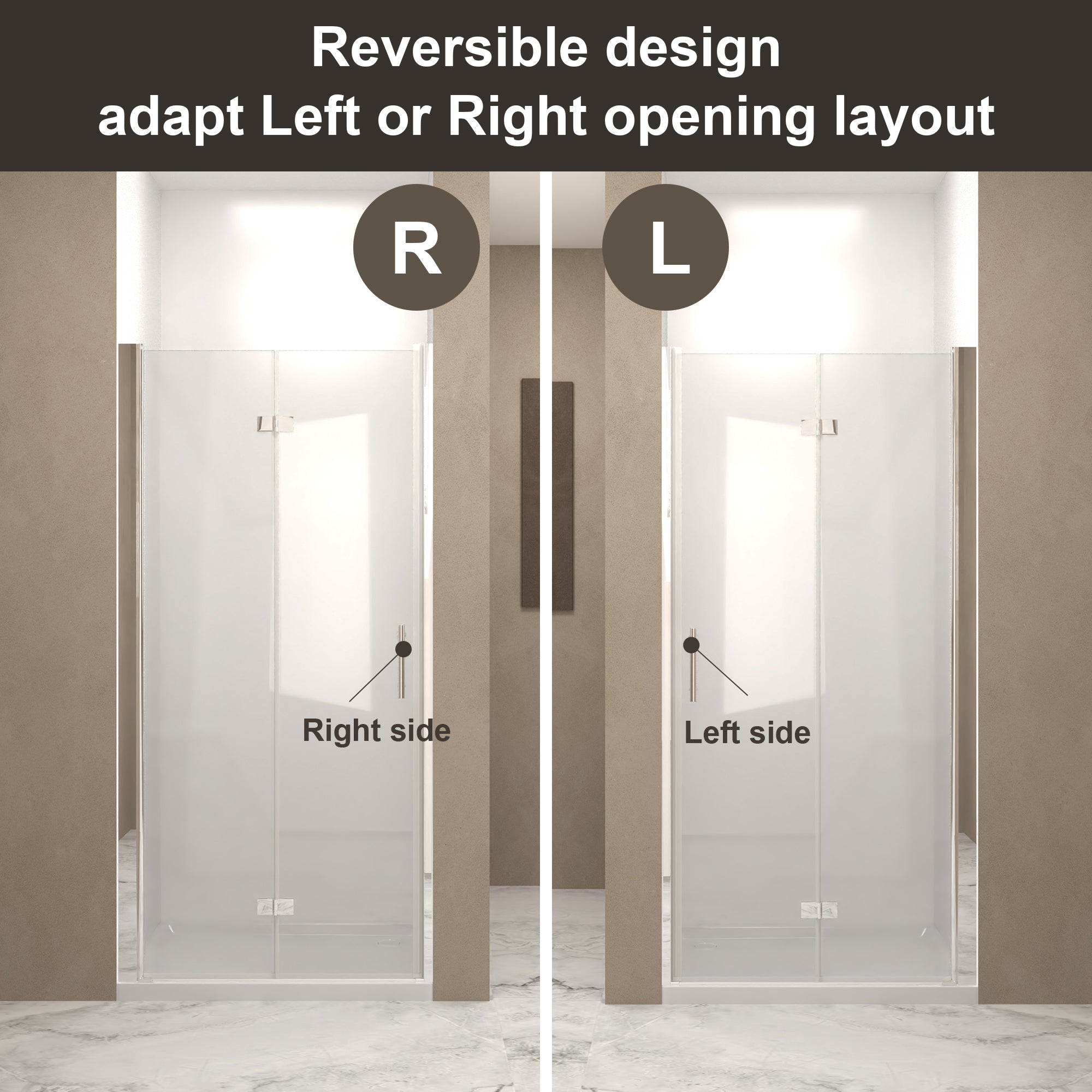 29-28" x 72" Bifold Shower Door, 1/4" (6mm) Tempered Glass