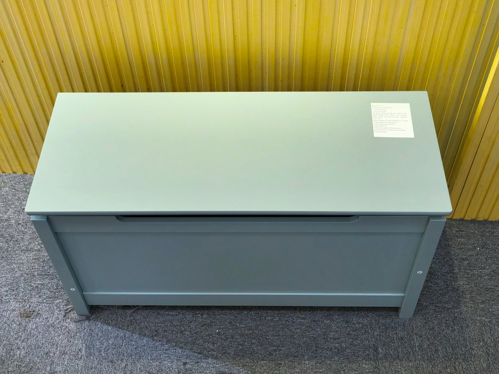 Kids Wooden Toy Box Storage with Safety Hinged Lid for Ages 2+ (Sage)