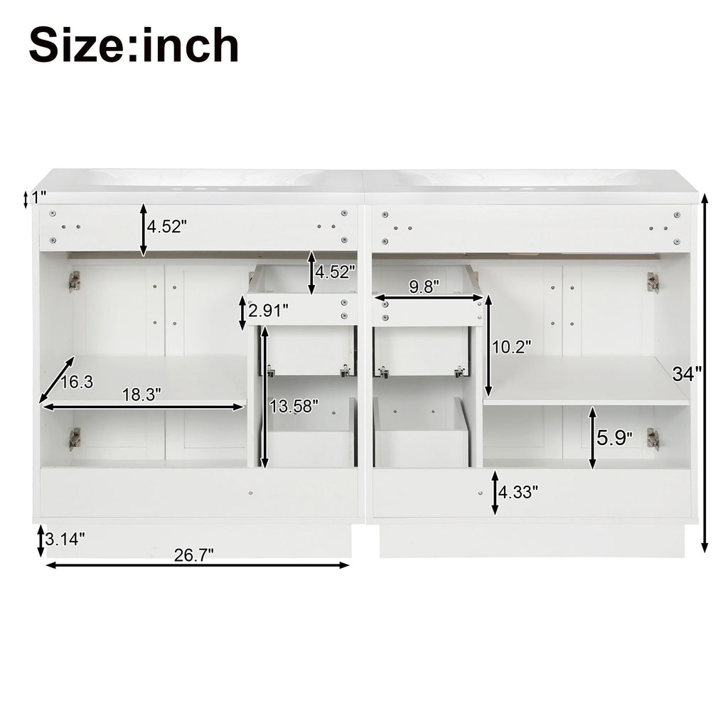 Bathroom Vanity With 2 Doors, 2 Drawers, Adjustable Shelf, Hidden Slides & Soft Close Hinges