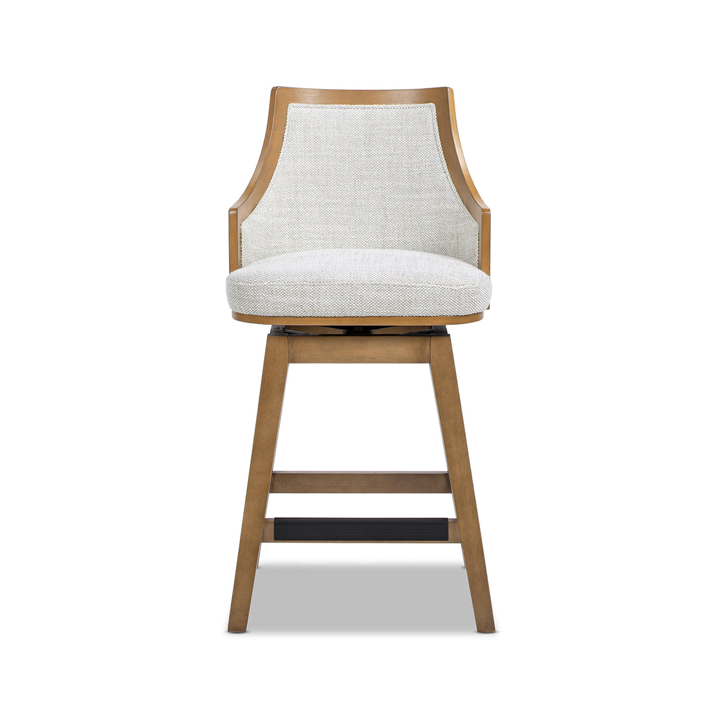 Bahama 26" Cane Rattan High-Back Swivel Counter Stool with Recessed Arms