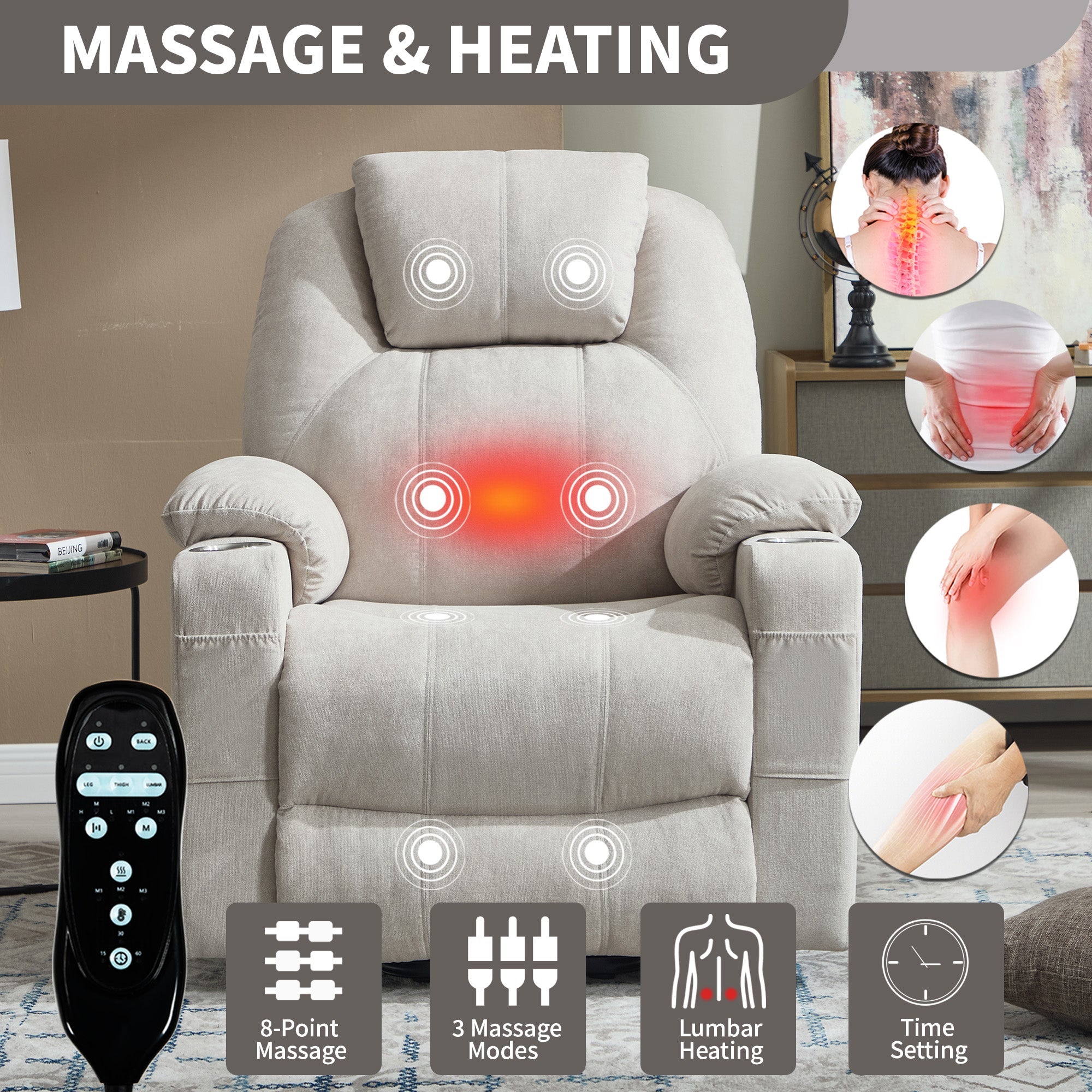 Premium Power Lift Recliner Chair with Massage Functionality