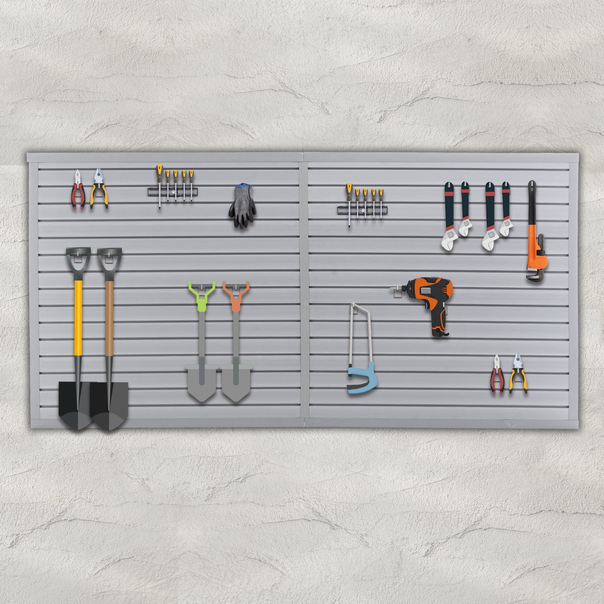 Heavy Duty PVC Slatwall Garage Organizer, 8ft x 4ft